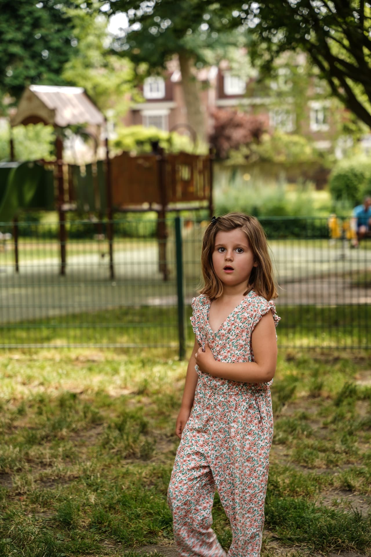 Candid portrait of a child in a park playground
